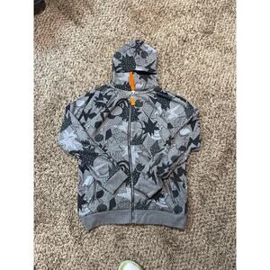 Cat & Jack Grey Allover Print Full Zip Hoodie sweater Boys Size Large